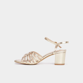 Sandales à talons métallisées jaune or femme
