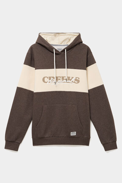 Sweat hoodie 1 poche marron chocolat homme