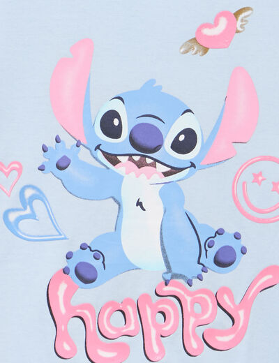 T-shirt manches courtes coton Stitch bleu fille