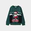Pull No&euml;l manches longues vert fonc&eacute; gar&ccedil;on