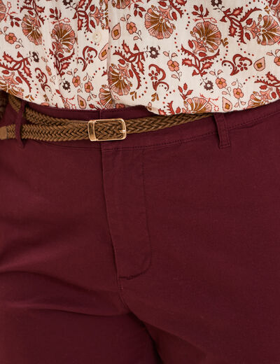 Pantalon chino taille haute coton violet fonc&eacute; femme grande taille