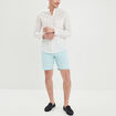 Chemise col mao lin mélangé blanc homme
