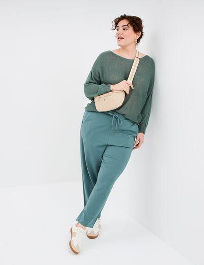 Pull manches longues col rond vert foncé femme grande taille