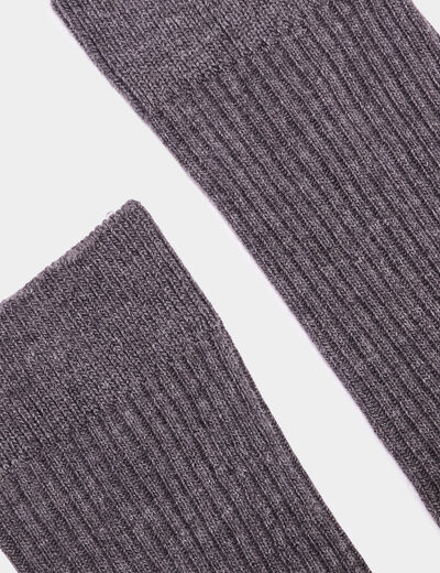 Lot 2 paires chaussettes côtelées gris foncé homme