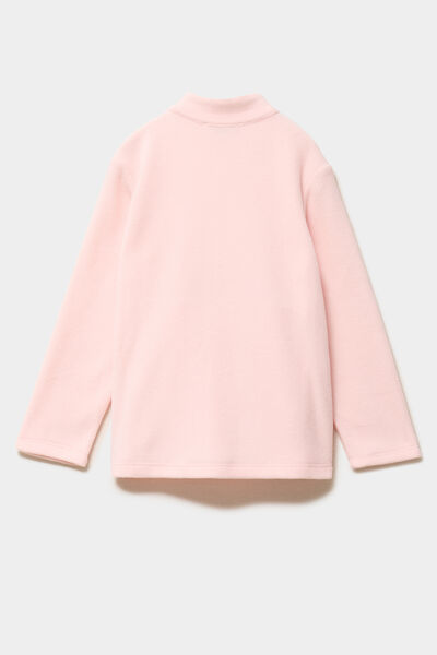 Gilet effet polaire zipp&eacute; col montant rose clair fille