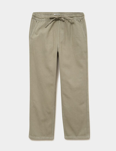 Pantalon chino droit taille &agrave; coulisse vert clair homme