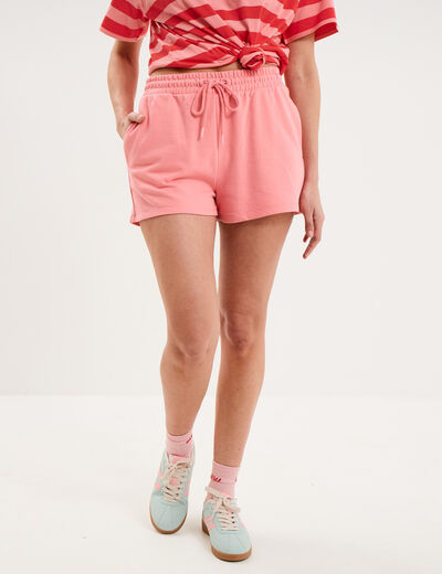 Short de jogging molletonn&eacute; ajust&eacute; rose femme