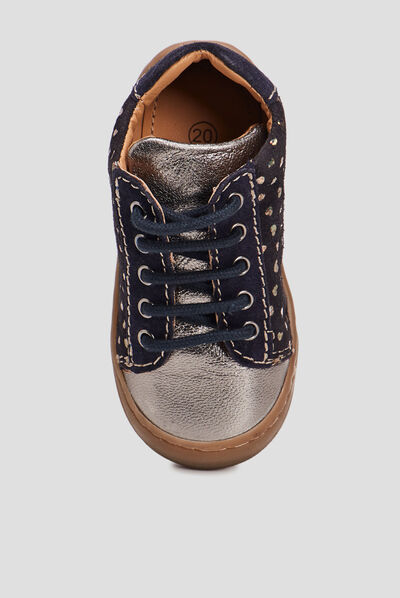 Bottillons en cuir bleu marine bébé fille