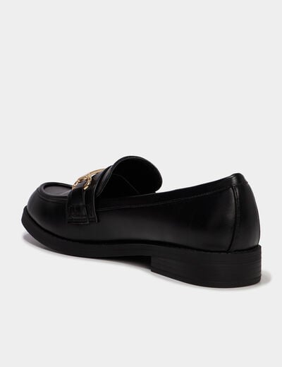 Mocassin &agrave; boucle m&eacute;tal noir femme