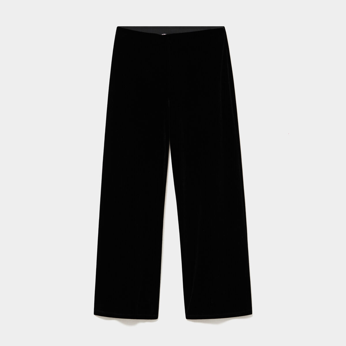 Pantalon large en velours taille haute noir femme