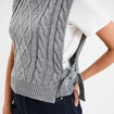 Pull poncho col roul&eacute; sans manches gris femme