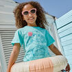 T-shirt manches courtes coton Vaiana vert turquoise fille