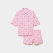 Ensemble pyjama short et chemise ecru femme