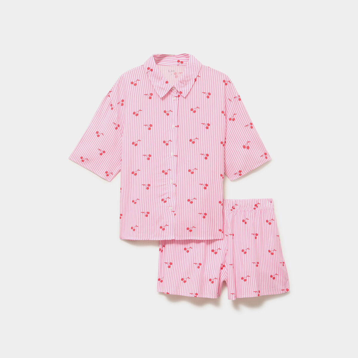 Ensemble pyjama short et chemise ecru femme