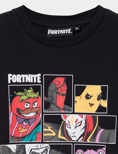 T-shirt &agrave; manches courtes coton Fortnite noir gar&ccedil;on