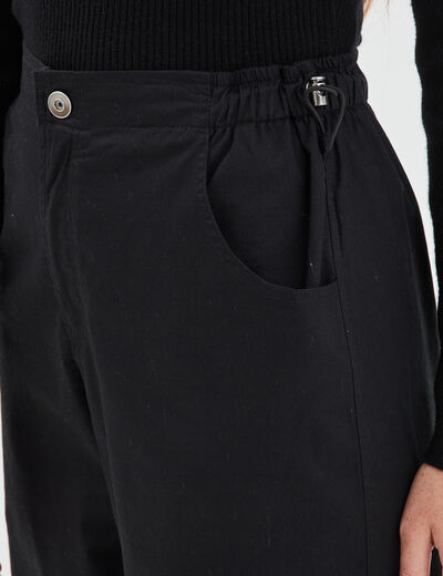 Pantalon loose bas resserré noir femme
