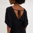 Robe fluide longue col et dos en V noir femme