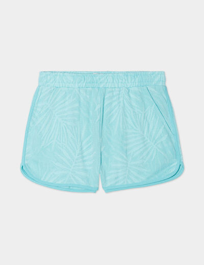 Short avec taille élastiquée bleu turquoise femme