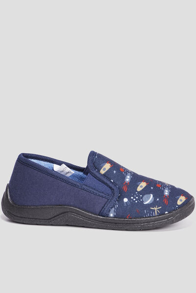 Chaussons emboîtant motif espace bleu marine garçon