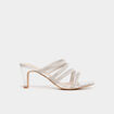 Mules &agrave; talons brides &agrave; strass Mosquitos gris argent femme