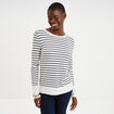 Pull col rond boutons aux poignets beige femme
