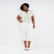 Pantalon capri skinny taille haute blanc femme grande taille