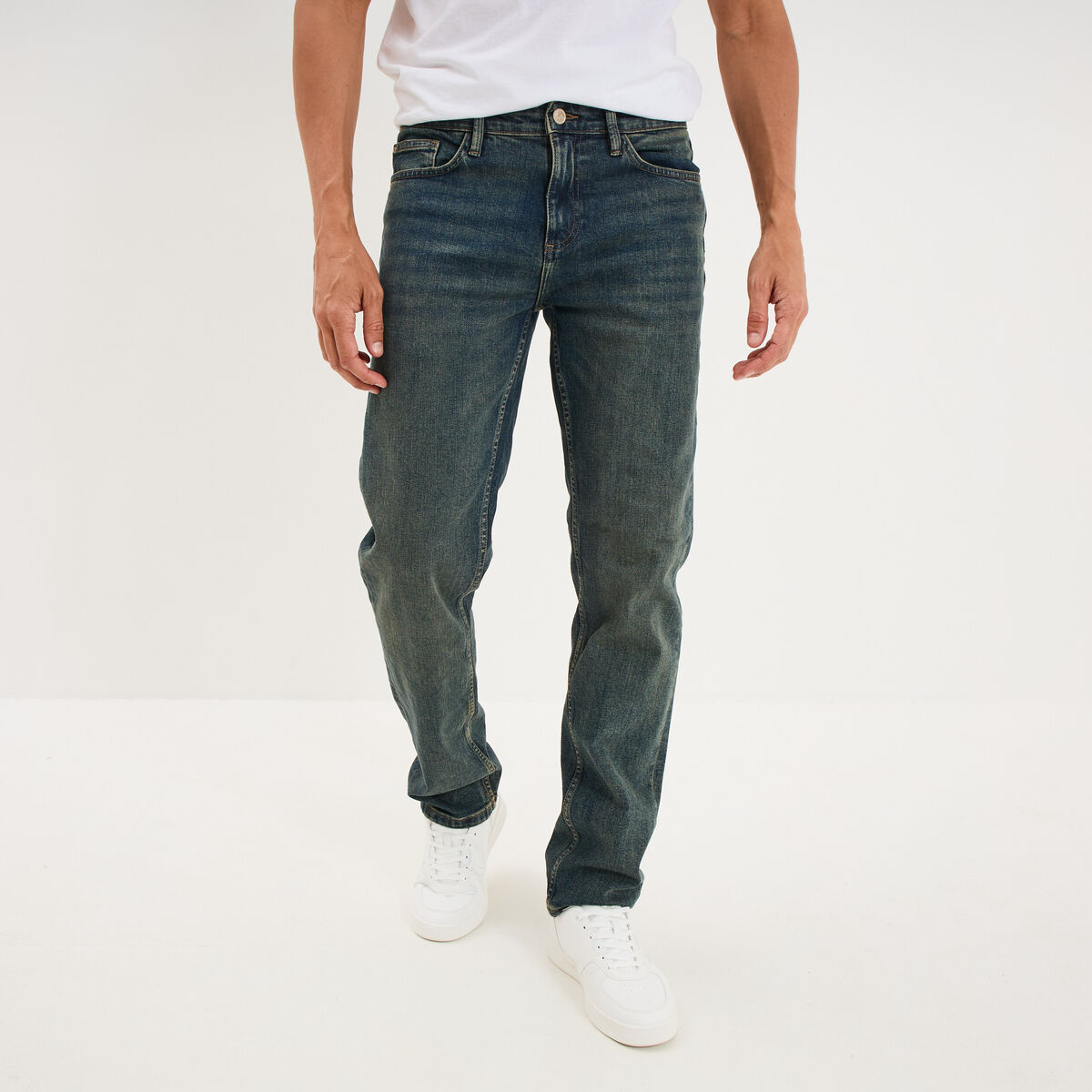 Jeans regular 5 poches denim dirty homme
