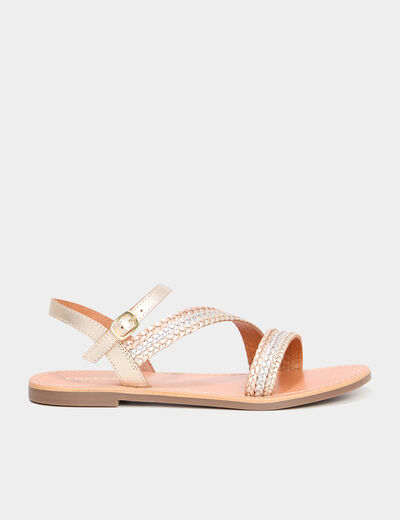 Sandales brides tressées en cuir multicolore femme