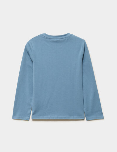 Ensemble pyjama pantalon t-shirt coton bleu gris gar&ccedil;on