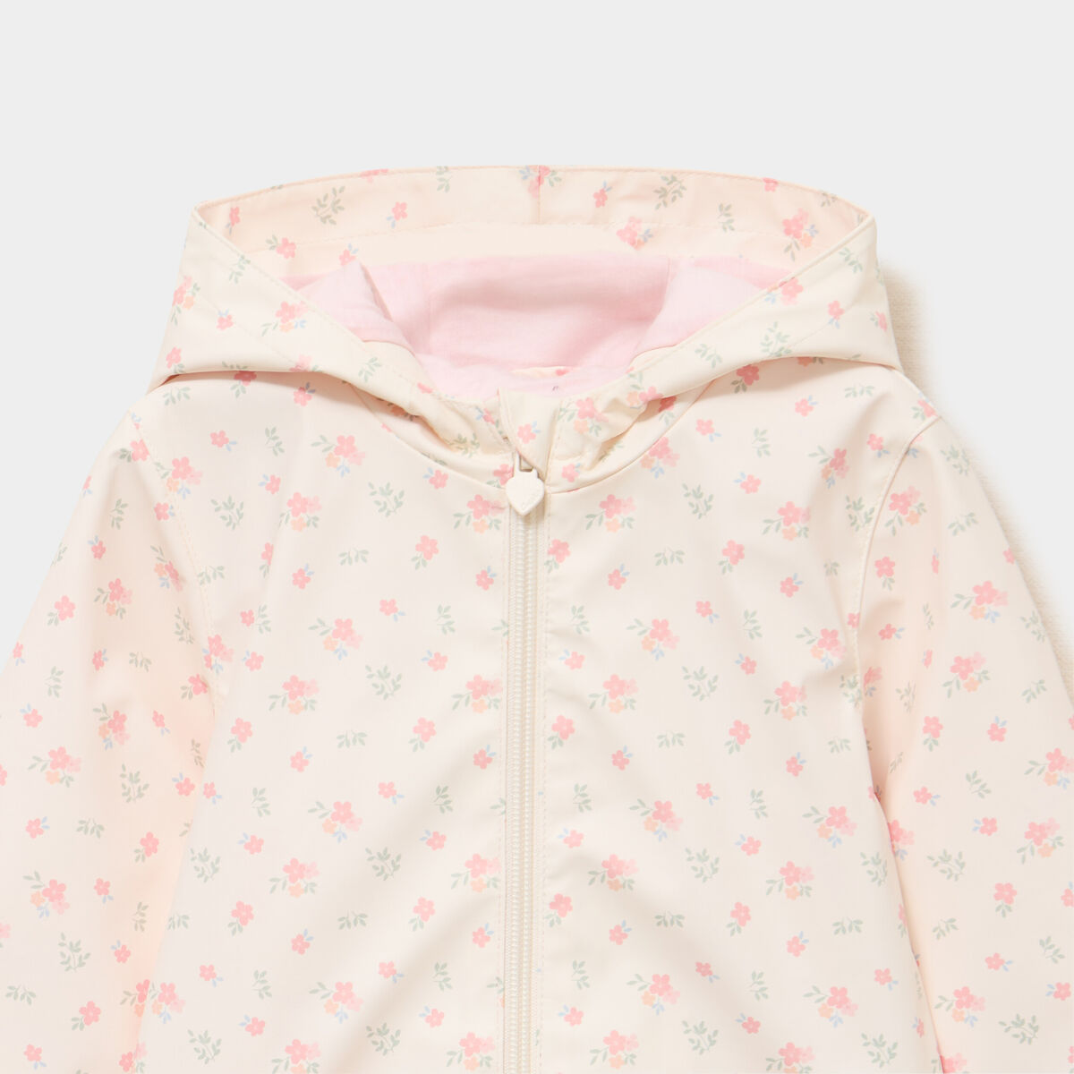 Parka &agrave; capuche imperm&eacute;able d&eacute;perlante ecru b&eacute;b&eacute; fille