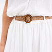 Jupe longue gaze de coton ceintur&eacute;e blanc femme