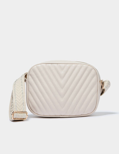 Sac bandouli&egrave;re matelass&eacute; ivoire femme