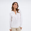Blouse droite col mao coton blanc femme