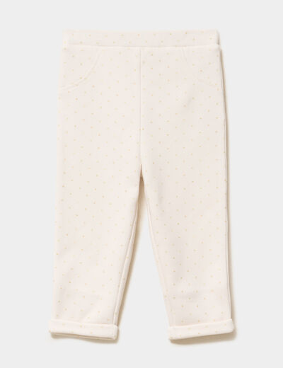 Legging molletonn&eacute; creme b&eacute;b&eacute; fille