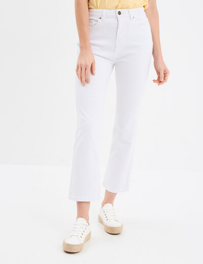 Pantalon flare 7/8ème taille haute blanc femme