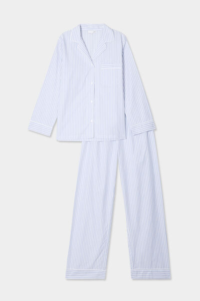 Ensemble pyjama pantalon chemise coton ecru femme
