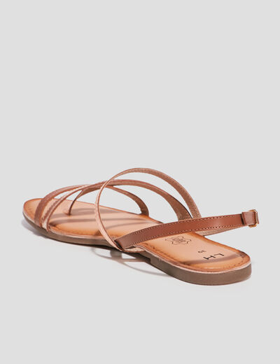 Sandales en cuir marron femme