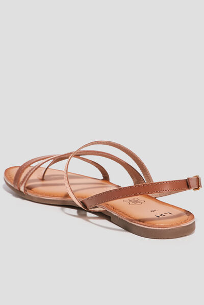 Sandales en cuir marron femme