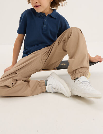 Pantalon battle taille élastiquée coton marron garçon