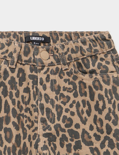 Pantalon large taille ajustable coton marron fille