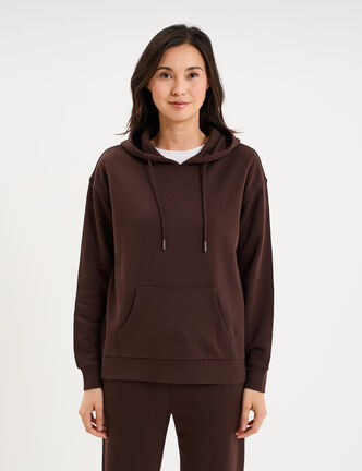 Swaet hoodie 1 poche &agrave; capuche marron fonc&eacute; femme