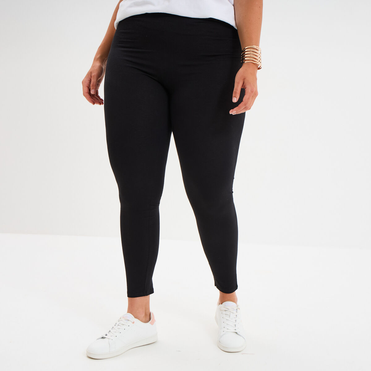 Legging avec taille &eacute;lastiqu&eacute;e noir femme grande taille