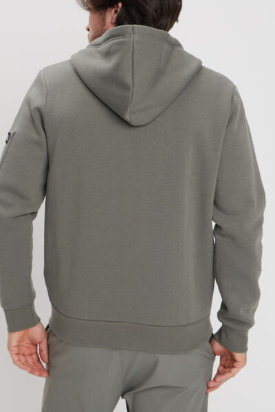 Sweat zippé à capuche Liberto vert kaki homme