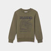 Sweat col rond manches longues vert kaki garçon