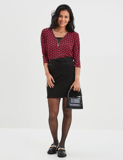 T-shirt manches 3/4 noir femme
