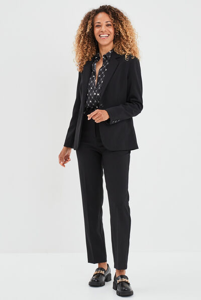 Pantalon city droit à pinces noir femme