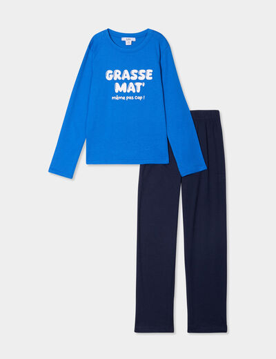 Ensemble pyjama pantalon coton bleu garçon
