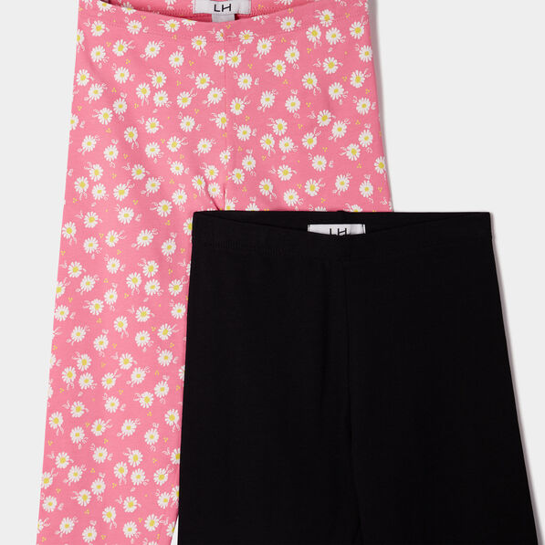 lot 2 leggings elastiques 78eme rose fille Lot 2 leggings élastiqués 7/8ème rose fille