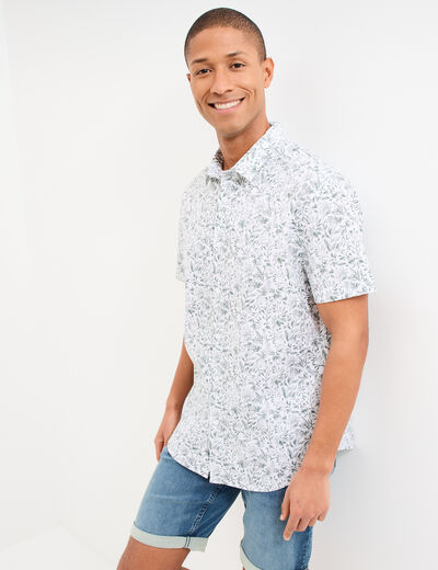 Chemise manches courtes coton vert homme