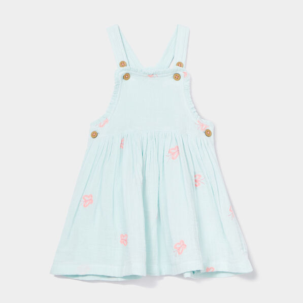 robe evasee brodee a bretelles vert turquoise bebef Robe évasée brodée à bretelles vert turquoise bébé fille